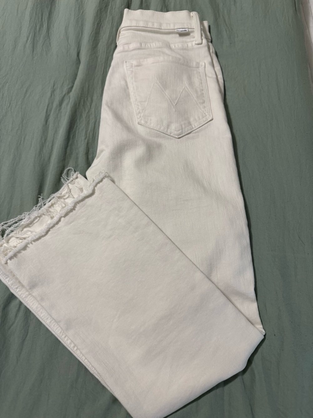 MOTHER The Tripper Ankle Fray “play date white” High Rise Cropped Size 28 - Picture 3 of 9